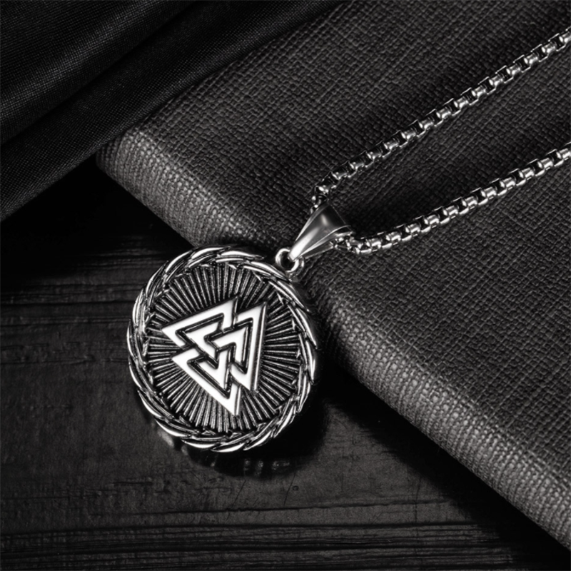 Retro Ding Triangle Rune Stainless Steel Necklace