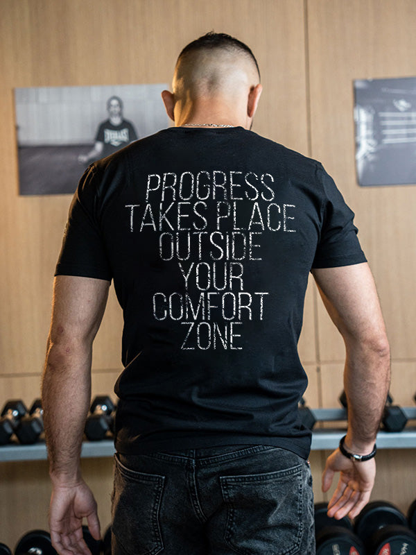 Progress Takes Place Outside Your Comfort Zone Printed Men's T-shirt