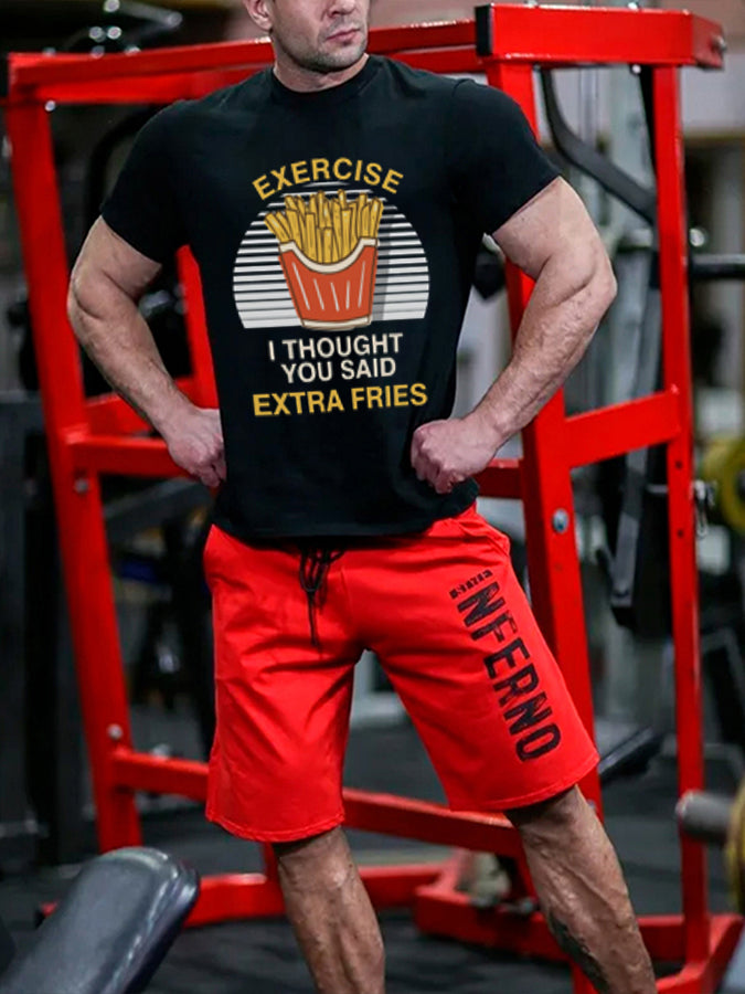 Exercise I Thought You Said Extra Fries Printed Men's T-shirt
