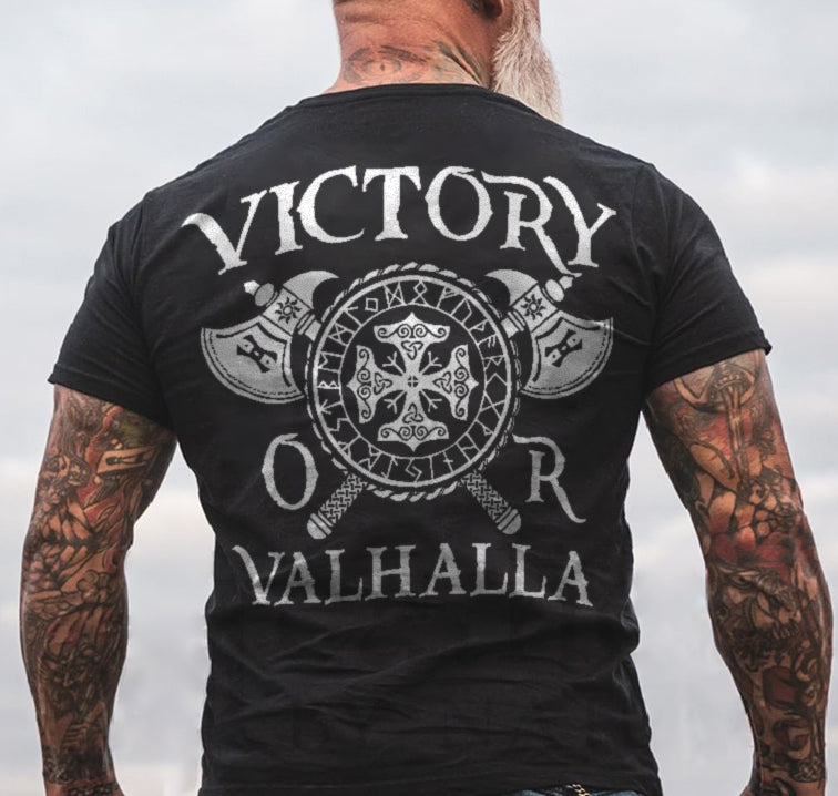 Victory Letter Axes Printed Men's T-shirt