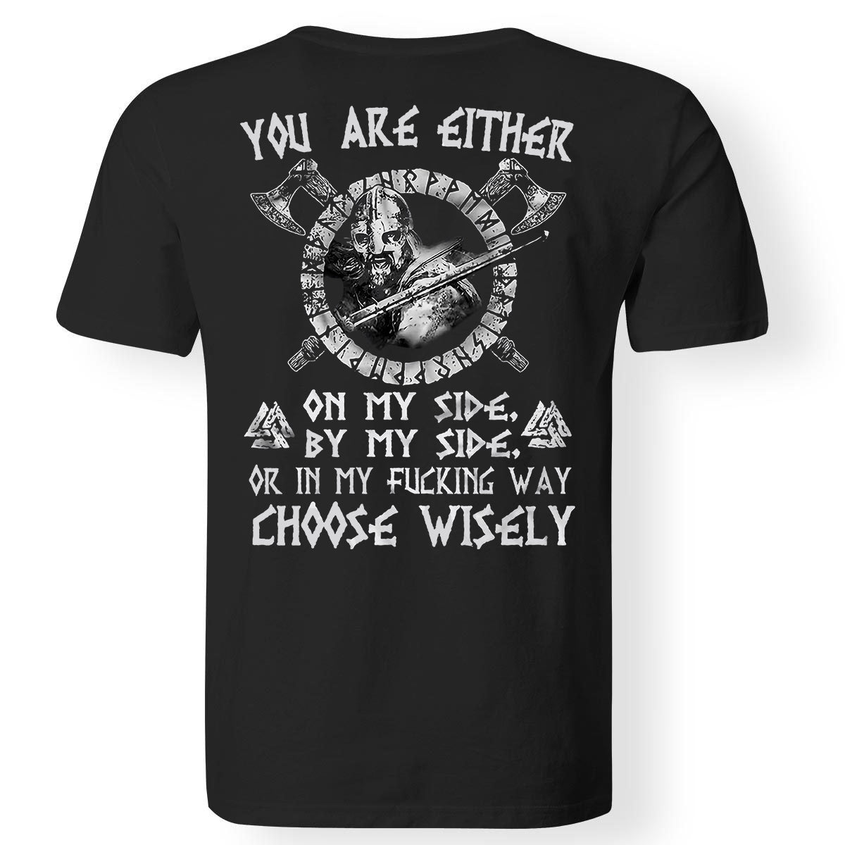 YOU ARE EITHER letter print men's casual viking style tees desginer