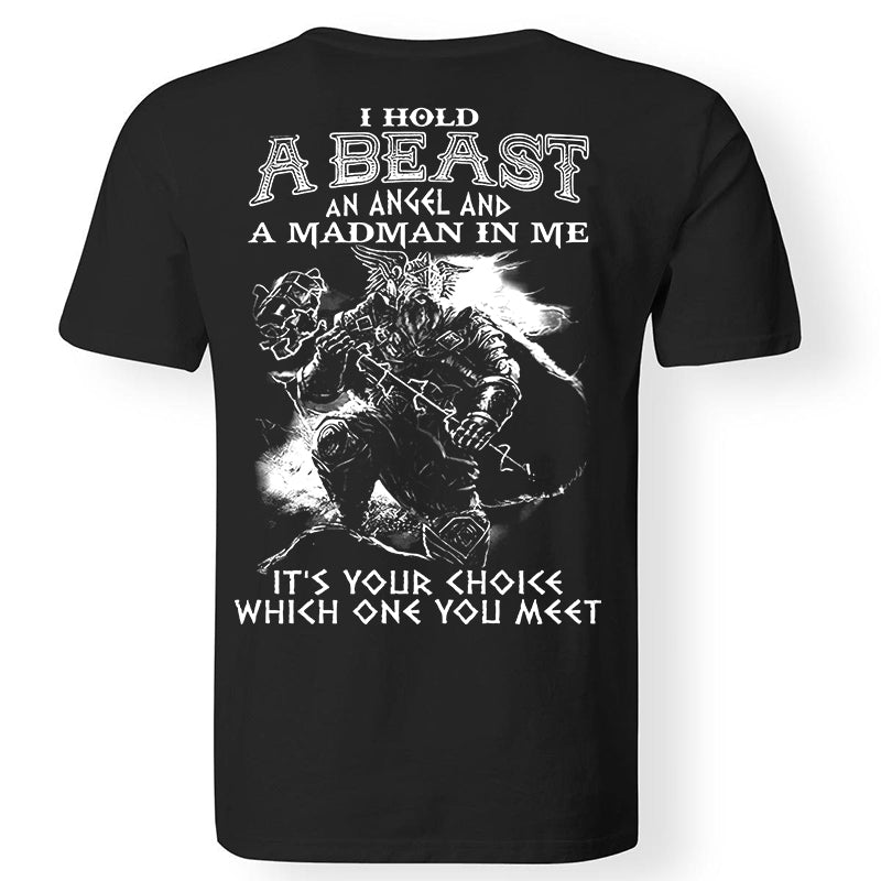 Vikings I Hold A Beast Printed Men's T-shirt