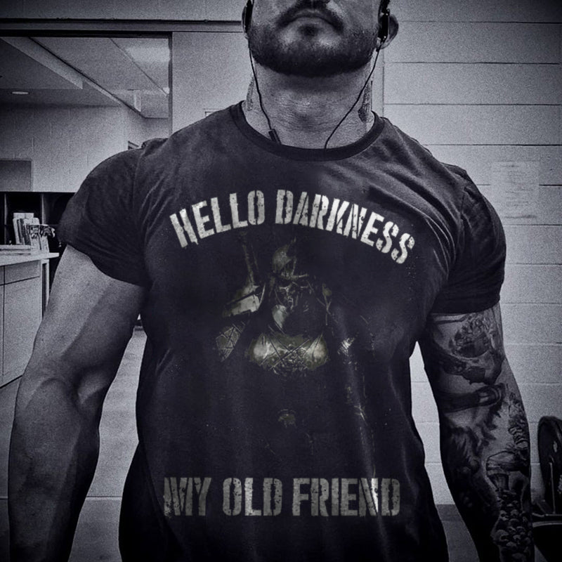 Vikings Hello Darkness My Old Friend Printed Men's T-shirt