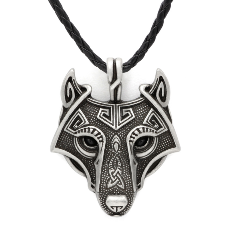 Wolf Head Amulet Pendant Viking Necklace