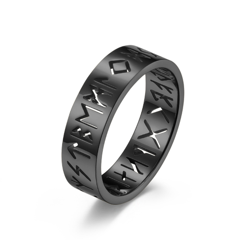 Simple Text Hollow Stainless Steel Ring