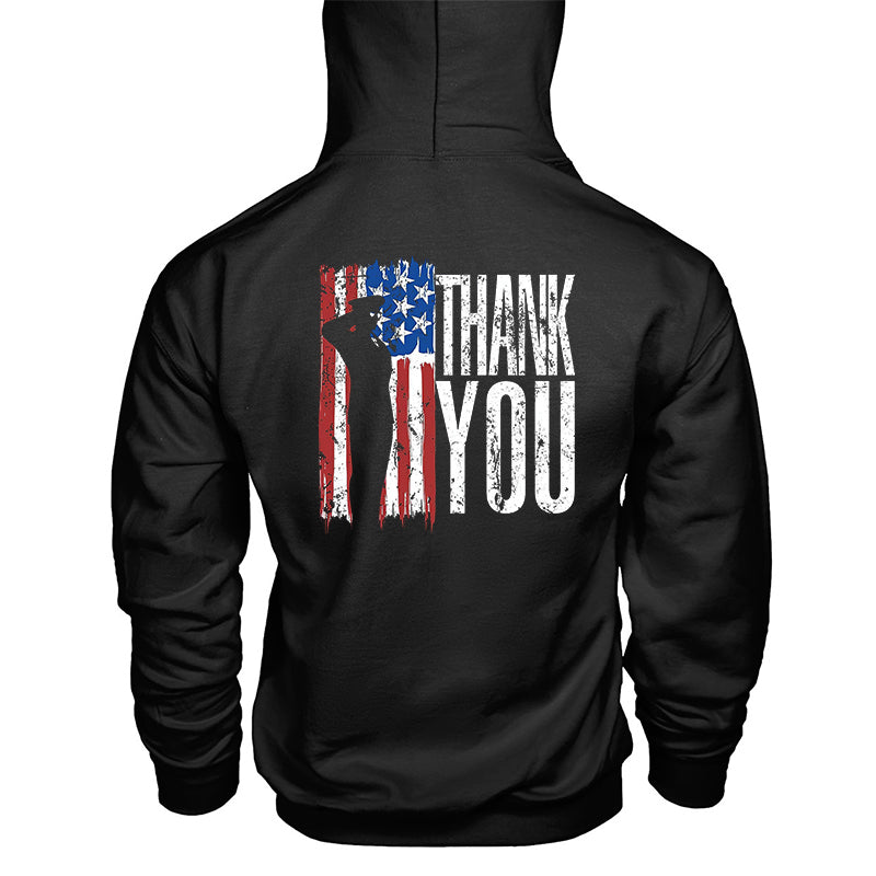 American Flag Soldier Thank You Printed Men's Hoodie