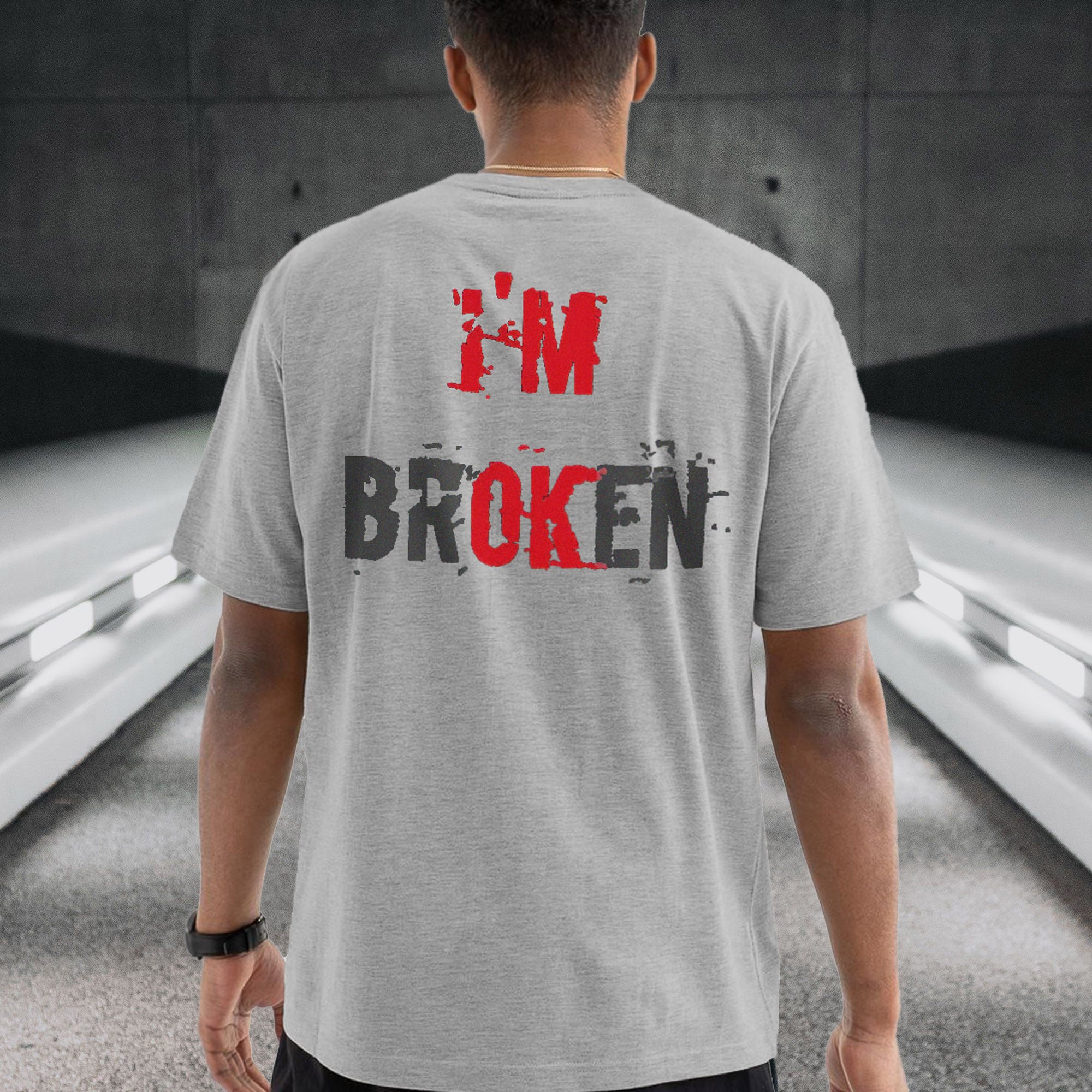 Casual I'm Broken Alphabet Printed T-shirt