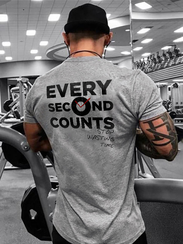 Every Second Counts Stop Wasting Time Printed T-shirt