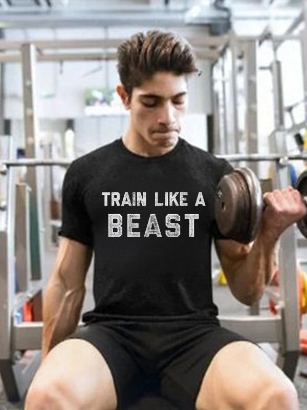 Train Like A Beast Print Men's T-shirt