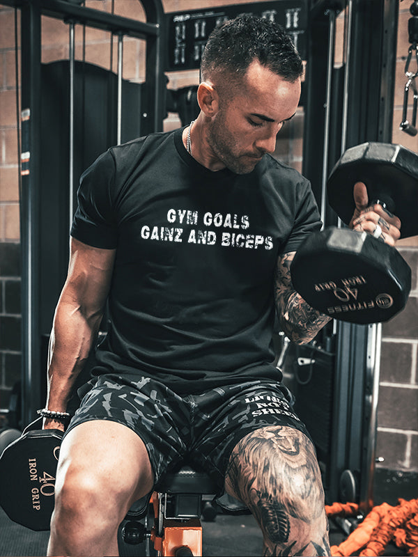Gym Goals Gainz And Biceps Printed Men's T-shirt